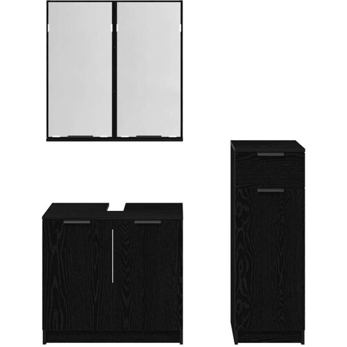  Set namje&amp;scaron;taja za kupaonicu 3 pcs Crni hrast Konstruirano drvo Slike