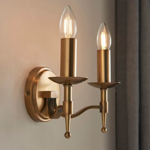 Endon 63654 - Zidna lampa STANFORD 2xE14/40W/230V mesing/bež Slike