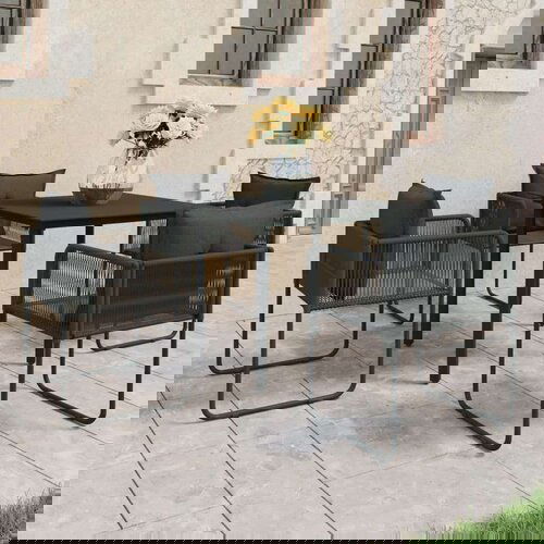 PVC 5-dijelni vrtni blagovaonski set od ratana crni Cene