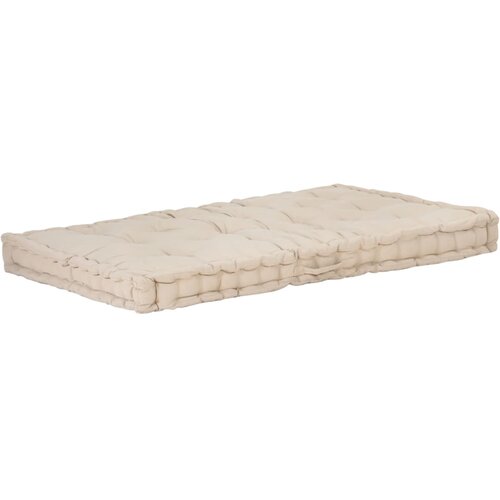 VidaXL Paletni podni jastuk pamučni 120 x 80 x 10 cm bež Slike
