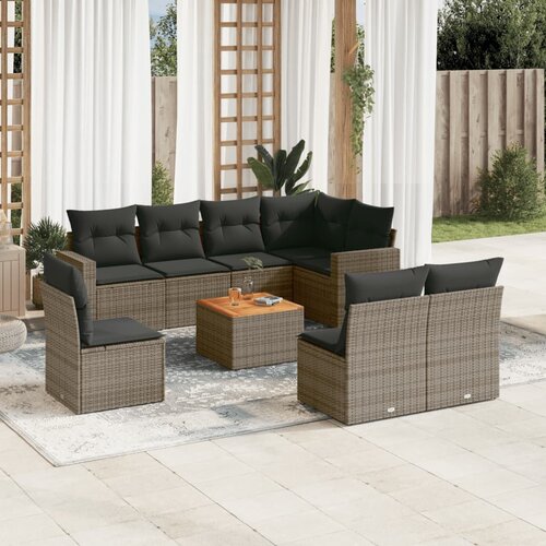 vidaXL 9-dijelni set vrtnih sofa od poliratana s jastucima sivi Cijene
