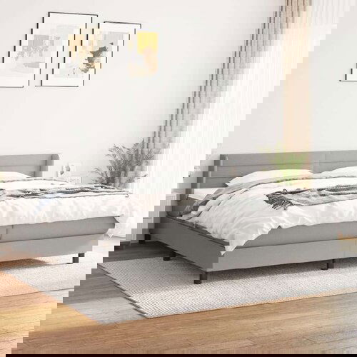  Box spring postelja z vzmetnico svetlo siva 200x200 cm blago, (20999402) Slike