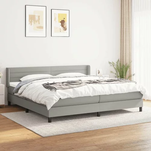  Box spring postelja z vzmetnico svetlo siva 200x200 cm blago, (20999402)