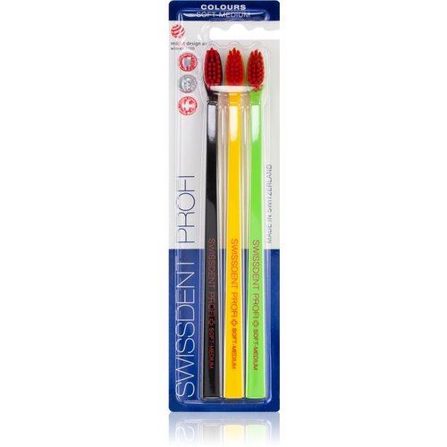 Swissdent Profi Colours četkice za zube 3 kom soft-medium black, yellow, green 3 kom Cene