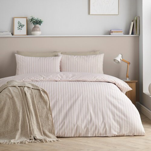 Catherine Lansfield Bež enojna posteljnina 135x200 cm Epping Textured Stripe &amp;ndash; Slike