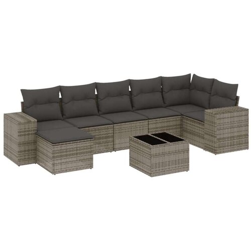 VidaXL 8-dijelni set vrtnih sofa od poliratana s jastucima sivi Slike