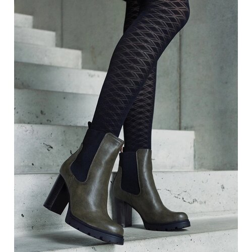 Gemre Green slip-on block heel ankle boots made of eco-leather Motena Cijene