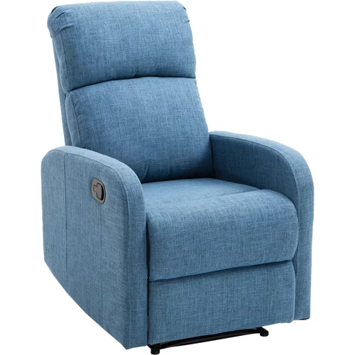HOMCOM Ročni naslanjač Relax fotelj z naslonom za noge nosilnost 125 kg lanena tkanina 66 × 83 × 107 cm modra, (20745109)