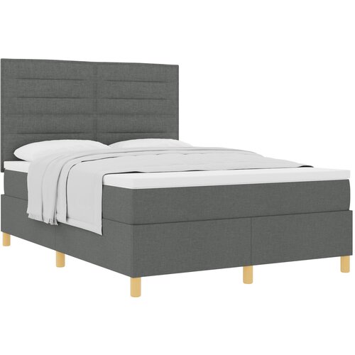 VidaXL Box Spring Krevet s Madracem Tamnosiva 140x200 cm Tkanina Slike