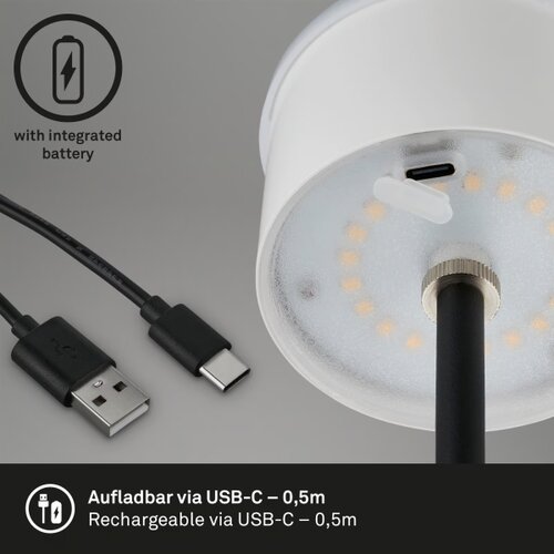 BRILO KIKI LED punjiva dodirna stona lampa, LED/2,6W/5V, IP44, 2600 mAh, srebrna Slike