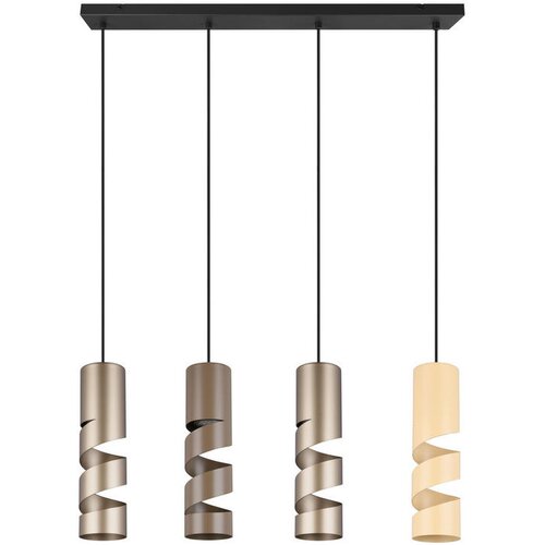Trio Leuchten Moderne hanglamp zwart met taupe en beige 4-lichts - Stream Slike