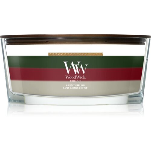 WoodWick Trilogy Holiday Garland di&amp;scaron;eča sveča z lesenim stenjem 453.6 g Slike
