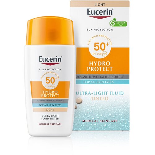 EUCERIN® Hydro protect ultralagani tonirani fluid za zaštitu lica od sunca SPF50+ svetli, 50ml Cene