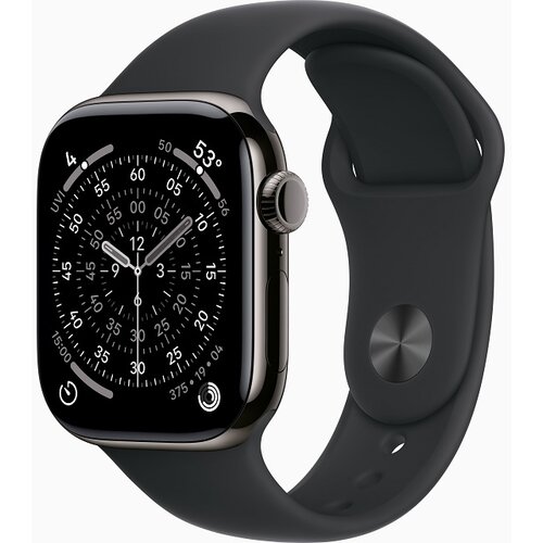 Apple Watch Series 11&nbsp;GPS + Cellular 42mm&nbsp;Slate Titanium Case with Black Sport Band - S/M, (5000011457) Cene