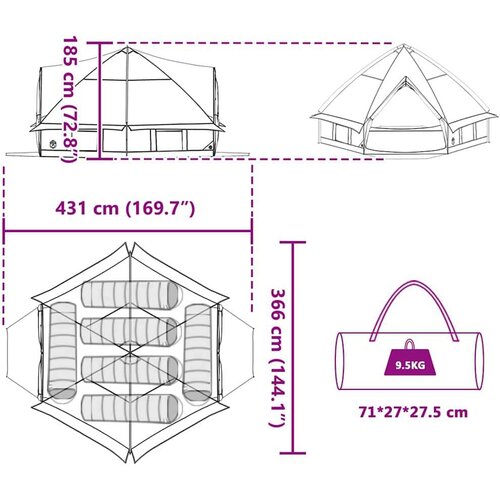  Teepee &amp;scaron;ator s krovom Zelena i bijela 490 x 410 x 210 cm Slike