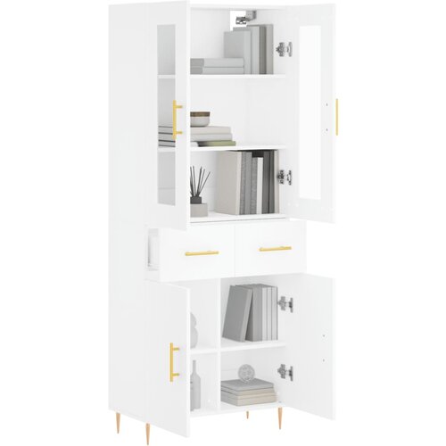  Visoka komoda bijela 69,5x34x180 cm konstruirano drvo Slike