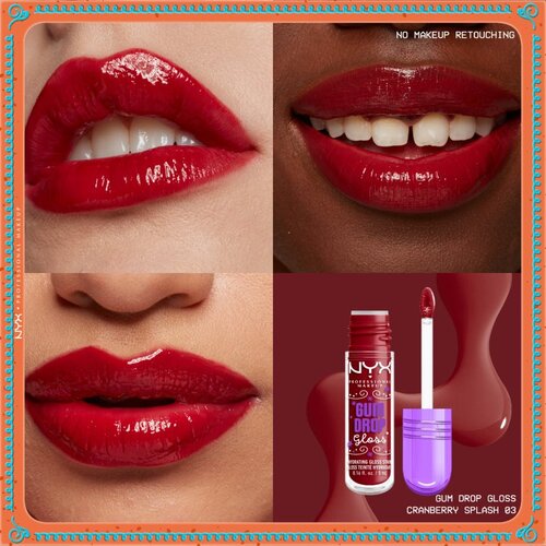 NYX Professional Makeup Gingerbaddie Land Gum Drop sijaj za ustnice odtenek 03 Cranberry Splash 1 kos Slike