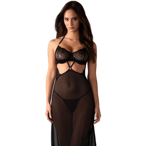 Obsessive - Iliosa Chemise &amp;amp; Thong Black S/M Slike