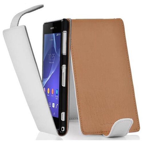 Cadorabo Ohišje, združljivo z Sony Xperia Z2 v snežno bela - Zaščitni ovitek v obliki flipa iz teksturiranega umetnega usnja, (20558838) Cene