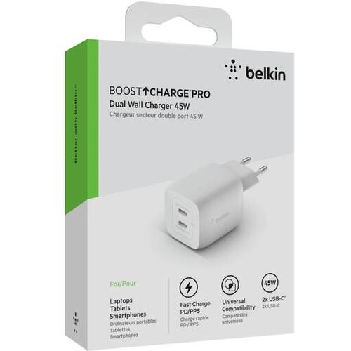 Belkin BOOST Charge USB-C 45W Charger GaN PD+PPS WCH011vfWH Cene