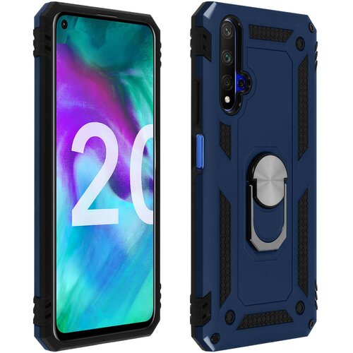 AVIZAR Ovitek, odporen proti udarcem za Honor 20 / Huawei Nova 5T s kovinskim držalom za obrocke - polnocno modra, (20599755) Cene