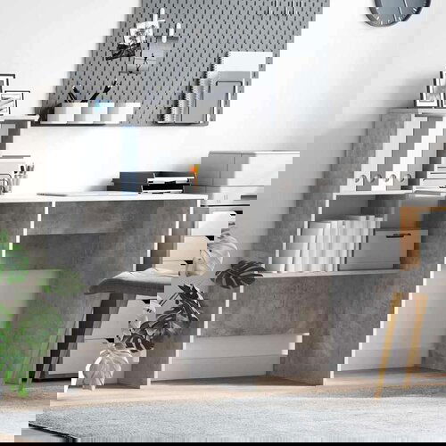 VidaXL Stol Beton siva 131.5 x 50 x 106.5 cm Konstruirano drvo Slike