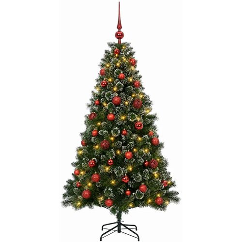  Umjetno božićno drvce s kuglicama 120 cm 150 LED lampica - 120 cm s LED-ima i crvenim lopticama Slike