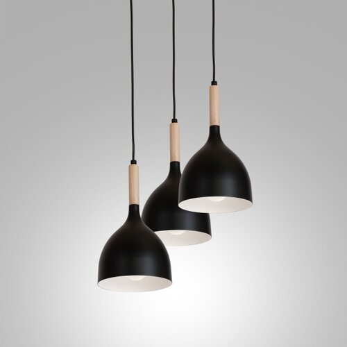  Luster na sajli NOAK WOOD 3xE27/15W/230V crna/buk Slike