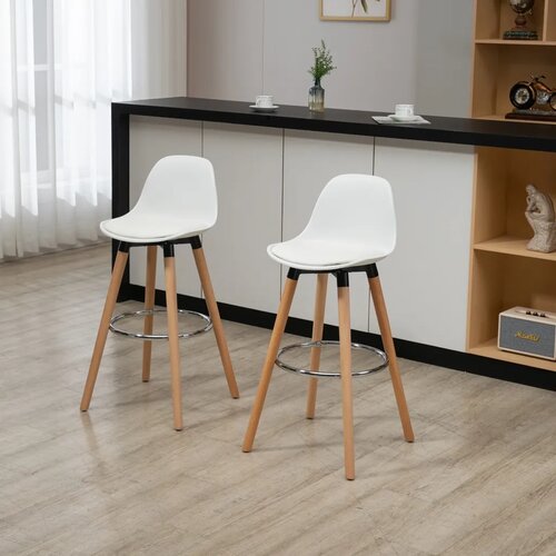  Set od 2 barske stolice skandinavski dizajn s osloncem za noge 38 5 cm x 42 5 cm x 91 cm prirodna + bijela Slike