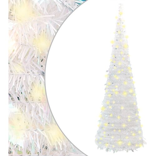 vidaXL Umetna novoletna jelka pop-up 100 LED diod bela 150 cm, (20887687) Cene