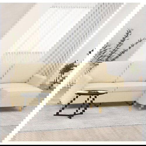 VidaXL Trosjed s tabureom krem 180 cm od tkanine Slike