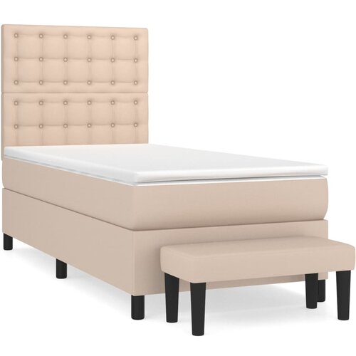 vidaXL Krevet s oprugama i madrac cappuccino 100x200cm od umjetne kože Cijene