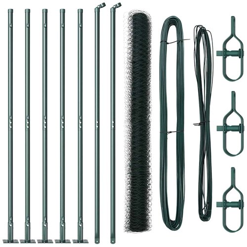 vidaXL Ogrodje s stebri Zelena 1.4 x 10 m Jeklo s PVC premazom, (5000095340) Cene