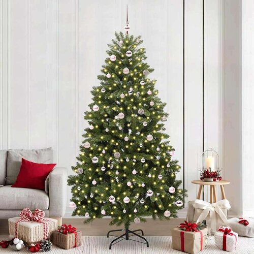 vidaXL Umjetno božićno drvce S LED lampica Zelena 240 cm PVC i metal Cene