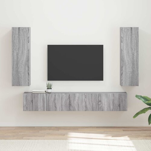  Set TV komoda Zidne 3 pcs Siva Sonoma Konstruirano drvo Cijene