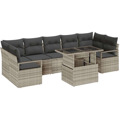  Set od 8 komada vrtne sofe s jastučićima svjetlosiva poli ratan  2-sjedalna vrtna sofa s jastučićima siva poli ratan Cijene