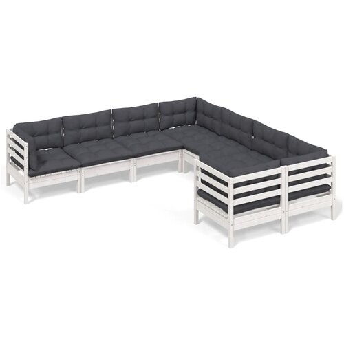 Maison Chic Seti vrtnega pohištva - Vrtna garnitura - Vrtni pohištvo set 8-delna z blazinami bela borovina, (21803282) Cene