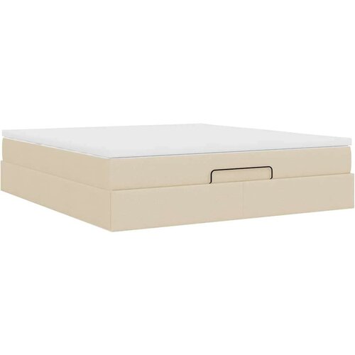 VidaXL Otomanski krevet s madracem krem 160x200 cm od tkanine Slike