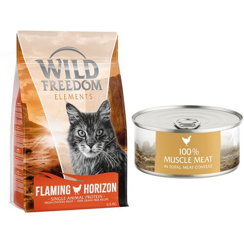 Wild Freedom Posebna cijena! 6,5 kg + 6 x 70 g &amp;quot;Instinctive&amp;quot; mokra hrana Flaming Horizon - piletina (Single Meat) + 6 x 70 g piletina Slike