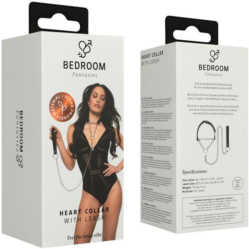 Bedroom Fantasies Heart Collar with Leash Black Slike