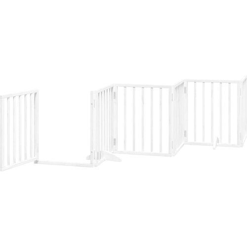  Vrata za pse s vrata&amp;scaron;cima 9 panela sklopiva 450 cm drvo topole Bijela 50 x 60 x 2 cm Slike