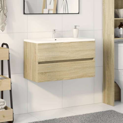 vidaXL Omarica za umivalnik sonoma hrast 80x38,5x45 cm iverna plošča Cene