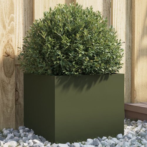 Furnova Cvetlično korito olivno zeleno 32x30x29 cm jeklo, (21921582) Slike