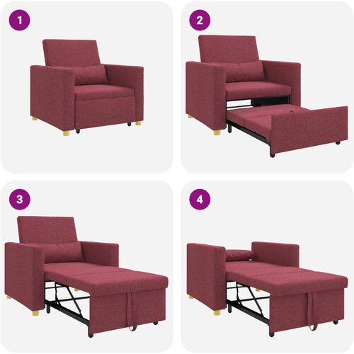 SOFA na razvlačenje Singl boja crnog vina 90 x 165 x 87 cm Slike