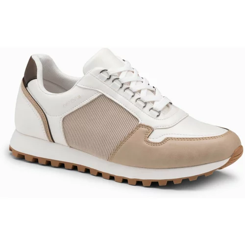 Ombre Patchwork men's sneaker shoes with combined materials - white and sand