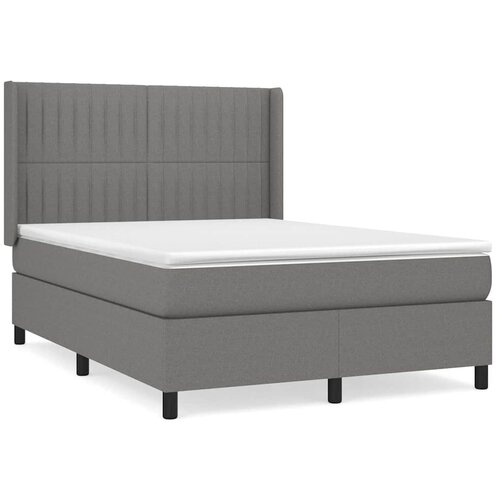 Krevet s oprugama i madracem tamnosivi 140x190 cm od tkanine Slike