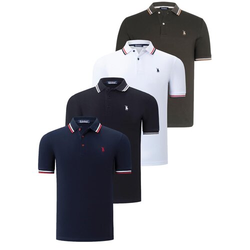 Dewberry QUAD SET T8594 MENS T-SHIRT-BLACK-WHITE-NAVY BLUE-KHAKI Cijene