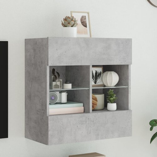 VidaXL Stenska TV omarica z LED lučkami betonsko siva 58,5x30x60,5 cm Slike