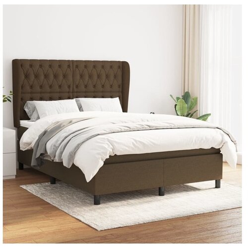 VidaXL Krevet s oprugama i madracem tamnosmeđi 140 x 190 cm od tkanine Slike