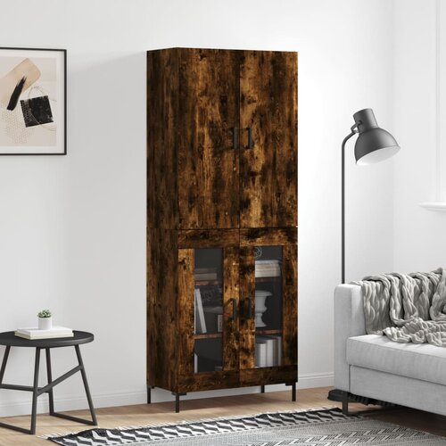 vidaXL Visoka komoda dimljen hrast 69,5x34x180 cm inženirski les Cene